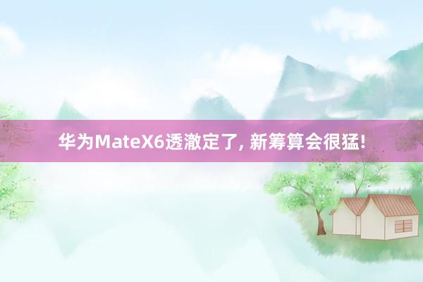 华为MateX6透澈定了, 新筹算会很猛!